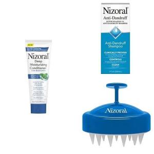 imageNizoral Deep Moisturizing Conditioner 94 Oz AntiDandruff Shampoo 7 Fl Oz Scalp Massager Bundle
